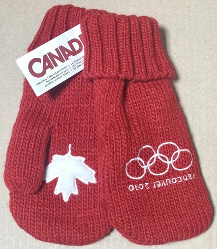 L/XL Vancouver 2010 Canada Olympic Knit Mittens Red Maple Leaf