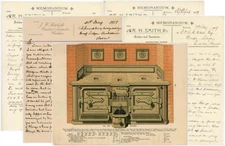 IRELAND 1907 LETTERS re RANGE + BOILER CARLOW MITCHELL SMITH CLEARY 10 ITEMS