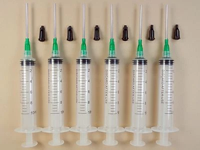 10CC14G 6 Syringes 10ml w 14 Gauge Tips & Caps Dispense E6000 Adhesive Glue LL14