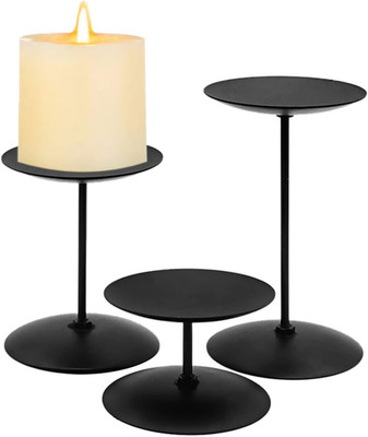 Kerzenhalter 3er, Kerzenständer Schwarz Metall Tablett Kerzenhalter Stabkerze Re