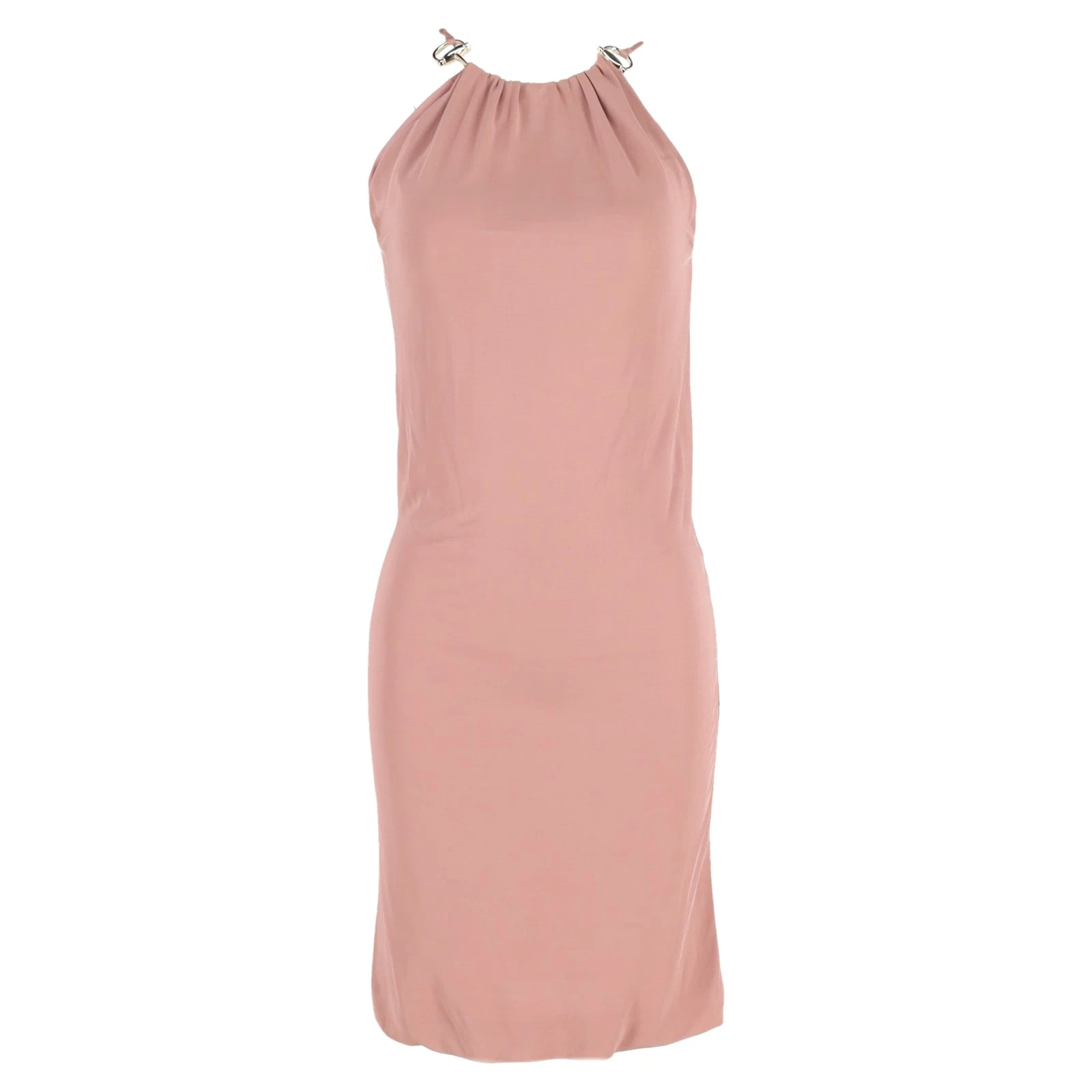 Robe Gucci longueur genou avec boucles dorées en viscose rose femme rose M