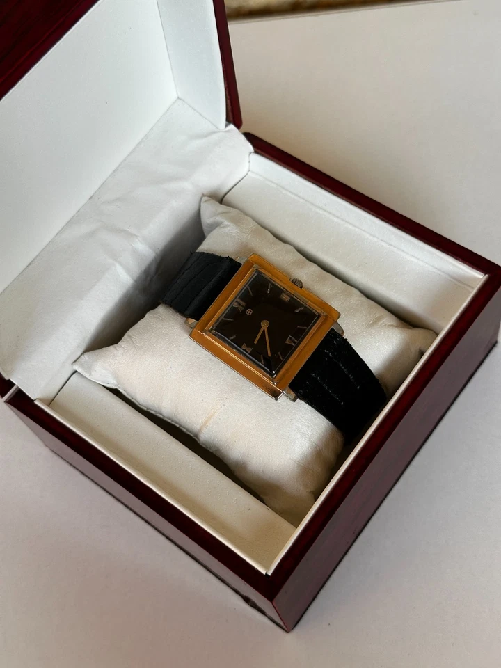 Reloj Zodiac Vintage Años 50 Cuadrado Cuerda Manual Ref 523 011 Relleno Dorado 28mm Negro Foto 3 de 4