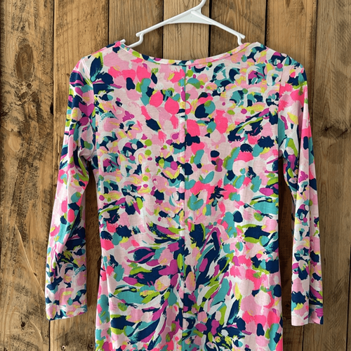 Lilly Pulitzer Sz XS Beacon Dress Pima Colada Club 3/4 Sleeve Scoop Neck Cotton - Picture 4 of 12