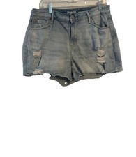 DENIZEN LEVI's Vintage High Rise Distressed Raw Hem Denim Shorts Women  s Size 14