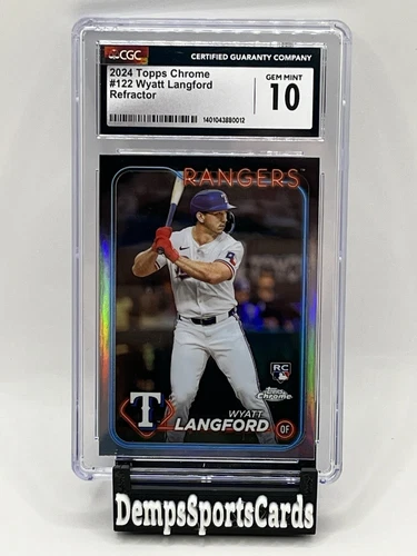 2024 Topps Chrome Refractor RC Wyatt Langford #122 CGC 10 Rangers Rookie