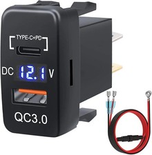 12V Dual USB Charger Socket LED Voltage Voltmeter Rocker Switch Panel Car Boat
