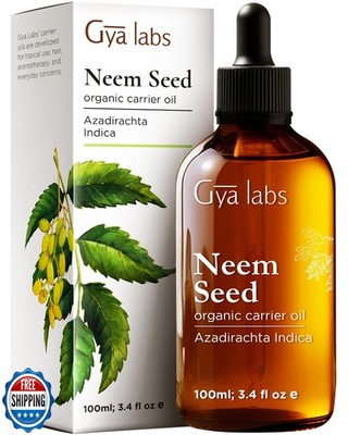Gya Labs Neem Carrier Oil - 3.4 Fl Oz - for Hair, Skin, Face, Scalp and Body 