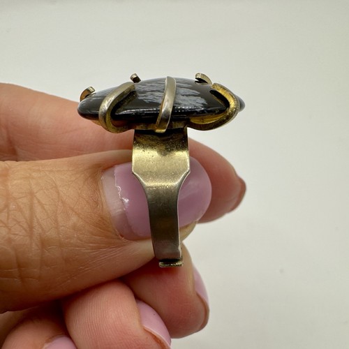 Snowflake Obsidian Ring Chunky Artisan Craft Wrapped Size 6.5 - Picture 2 of 11