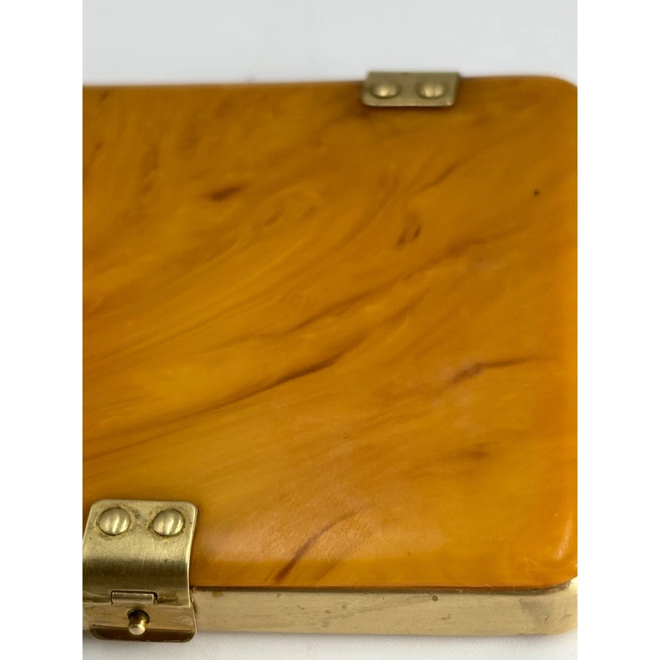 Estuche de baquelita vintage Art Deco ámbar remolino caramelo vacaciones Foto 2 de 4