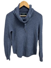 Lauren Ralph Lauren Women  s Cowl Neck Waffle Knit Blue Pullover Size SP