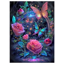 Diamond Painting Kits for Adults, Rose Flower Round Full Drill Diamond Art Ki...