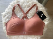 Under Armour UA Continuum Sports Bra Medium Support Pink M Crossback Pullover