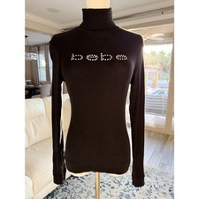 Bebe Y2K Black Ribbed Turtleneck Rhinestone L...