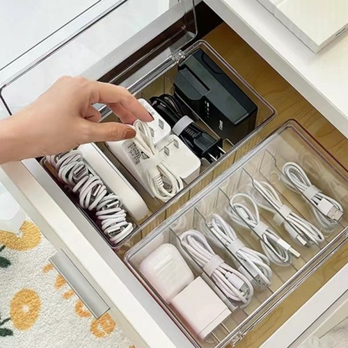 Boîte de Rangement pour Câble En Plastique avec Couvercle, Etui Organisateur de Câble 5228 - Photo 2/8
