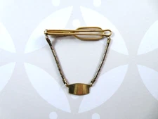 Vintage Forstner Tie Bar Chain 1/20-12KT Gold Filled Engravable Hanging Charm