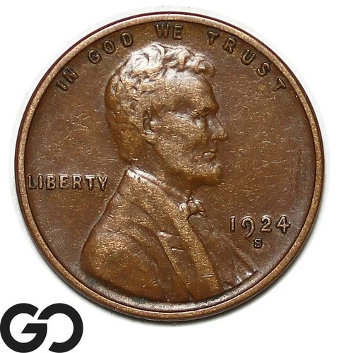 1924-S Lincoln Cent Wheat Penny, Choice XF Better Date