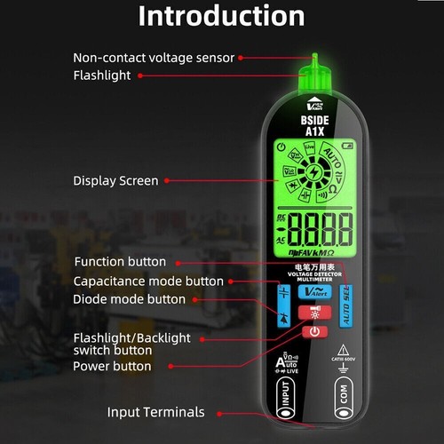Probador Multímetro Digital Inteligente Voltímetro Eléctrico Recargable Voltaje AC DC - Imagen 15 de 16