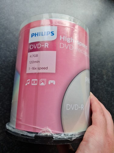 Philips DVD-R Blank Discs (4.7 GB Data / 120 Min Video / 16x Speed) 100 Pack - Afbeelding 10 van 13