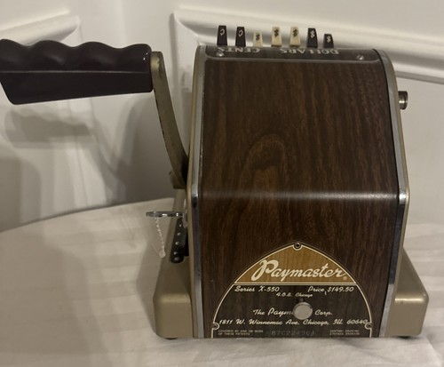 Paymaster Series X-550 Vintage Check Writer Machine With Key Made in USA Brown - Picture 7 of 11