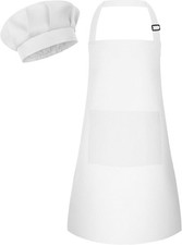 Kids Apron and Chef Hat Set Children Apron Adjustable with 2 Pockets Children