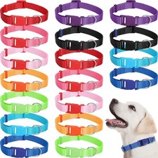 18 Pcs Adjustable Dog Collars, 9 Colors, Nylon, Neoprene Padded, Medium Pets