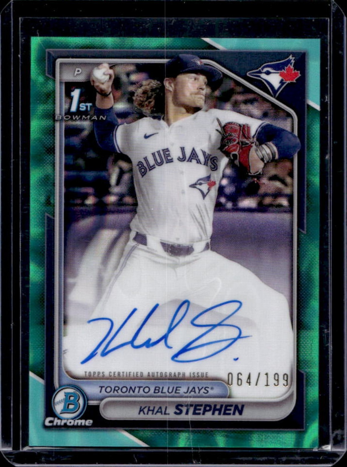2024 Bowman Draft Khal Stephen Chrome Auto Aqua Lava Refractor 1st #64/199