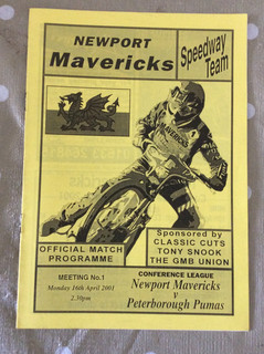 2001 NEWPORT MAVERICKS v PETERBOROUGH PUMAS 16th APRIL ( GOOD CONDITION )