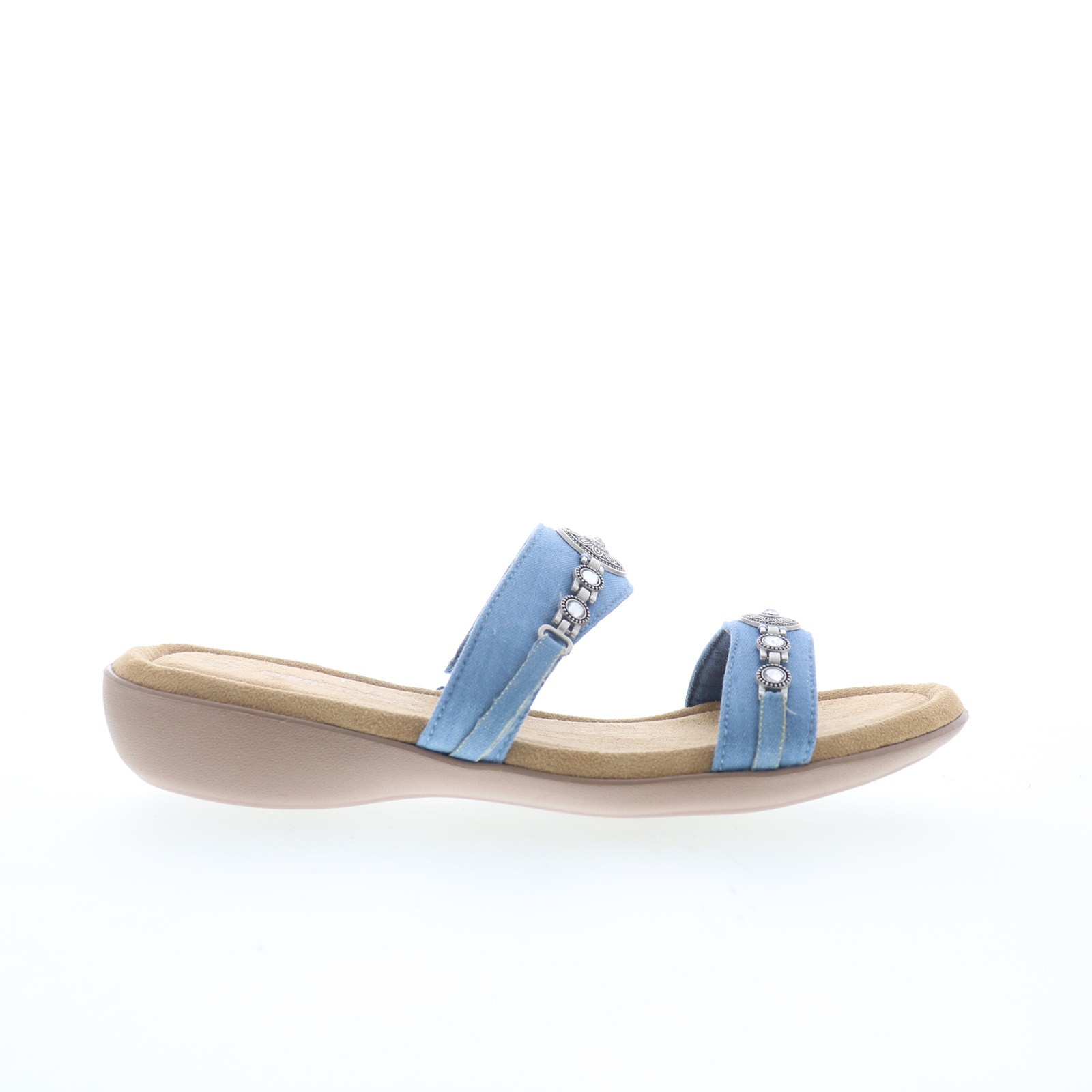 Minnetonka Brenn 5914466 Womens Blue Canvas Slides Sandals Shoes 8790₽
