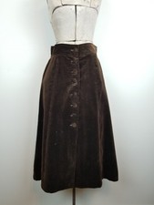 Vintage 1950's Girls Brown Velvet Covered Button Front Midi Skirt Junior Mates