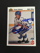 TEEMU SELANNE 1991 UPPER DECK AUTOGRAPHED ROOKIE CARD JSA AUTHENTICATED
