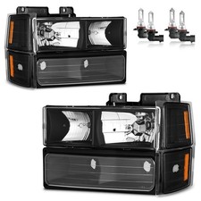 For 1994-1998 Chevy Silverado Ck 1500 2500 Black Headlights Wbulbs Lr Pair For 1994-1998 Chevy Silverado Ck 1500 2500 Black Headlights Wbulbs Lr Pair