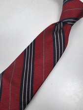 CLASSY Robert Talbott Red Navy Striped Repp Smooth Silk Tie