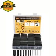 900 PCS Wire Heat Shrink Tubing Kit Marine Grade Wrap Premium Black NEW