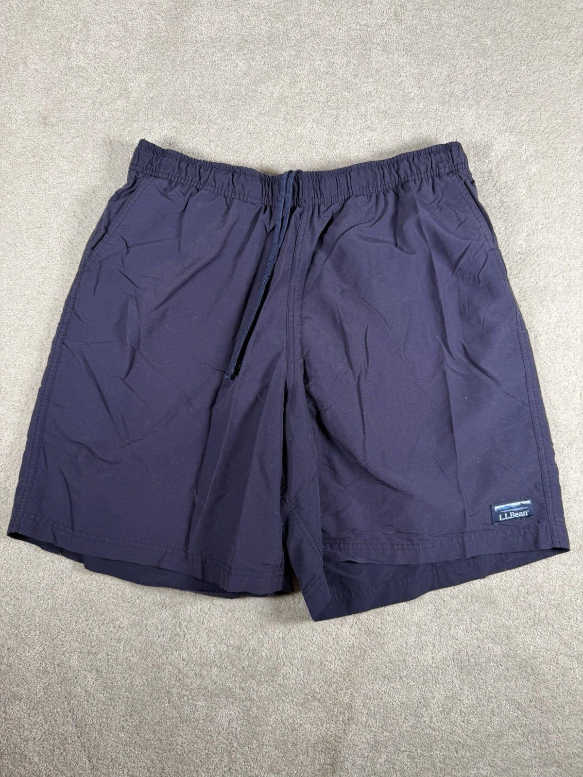 L.L.Bean Supplex Nylon Shorts Mens L Navy Blue Y2K Outdoor Hiking Fishing