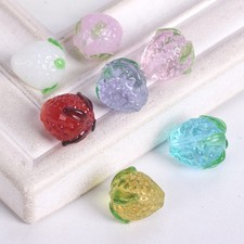 10pcs Strawberry Shape 13x15mm Handmade Lampwork Crystal Glass Loose Beads