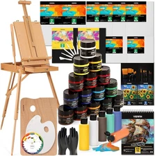 VISWIN Acrylic Paint Set with French Easel, Professional Painting Kit Black 