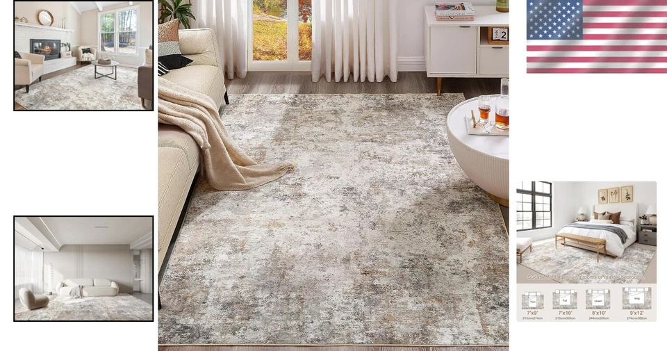 8x10 Polyester Indoor Area Rug with Non-Slip Backing for Living Room and Bedroom - Image 2 of 4