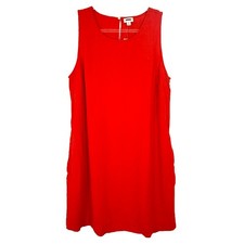 J.CREW Linen Blend Shift Mini Dress 12 Red Sleeveless Casual Lightweight NWT B39