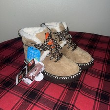 OZARK TRAIL Youth SNOW BOOTS NWT 3M THINSULATE WATERFROOF LEATHER CHESTNUT SZ 1