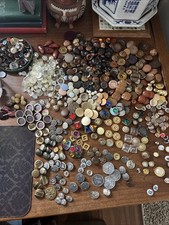 Large Lot of Buttons - Various Shapes, Materials and Colors