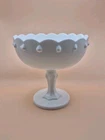 Vintage Indiana Glass Co. Teardrop Pattern Milk Glass - Tall Footed Compote Bowl