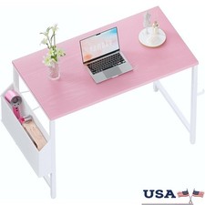 Compact Computer Desk W/ Storage Hook Sturdy Structure Easy Assembly Home Office