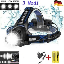 20000LM XM-L2 LED Scheinwerfer Zoom Stirnlampe USB 3 Modi +2x Akkus +Ladegerät