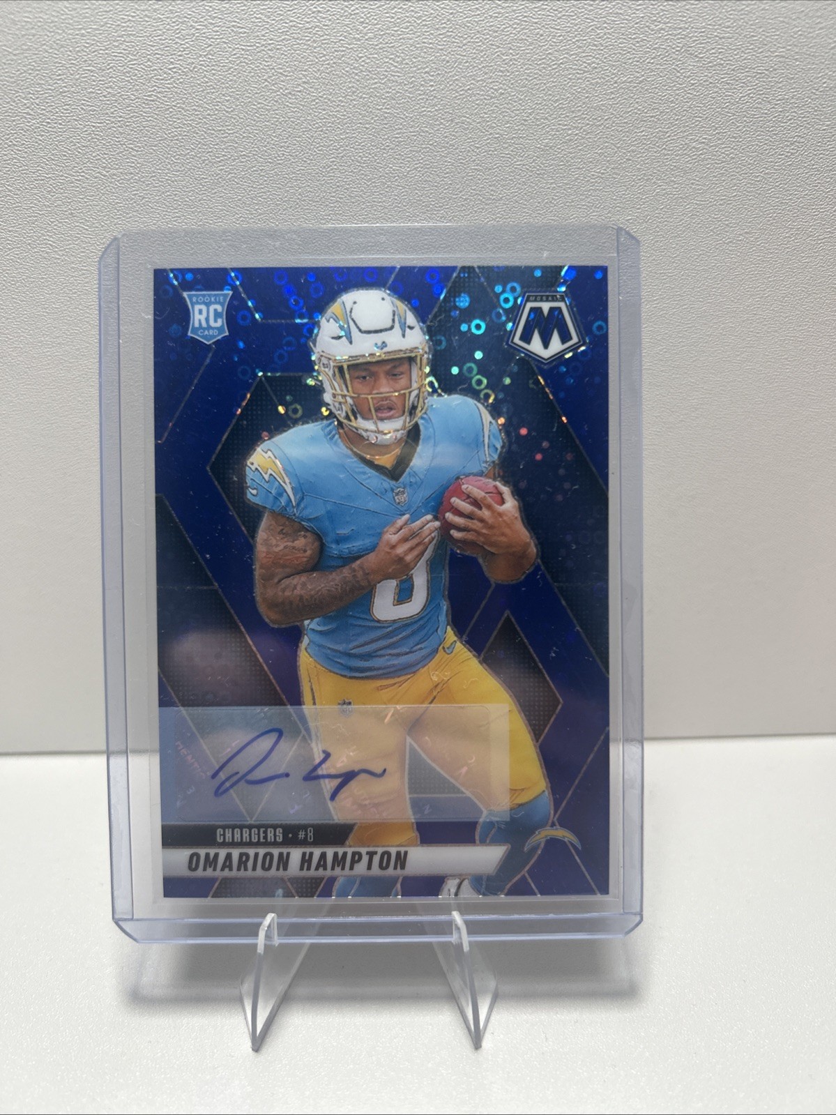 2025 Panini Mosaic - Blue Disco Auto Omarion Hampton #335
