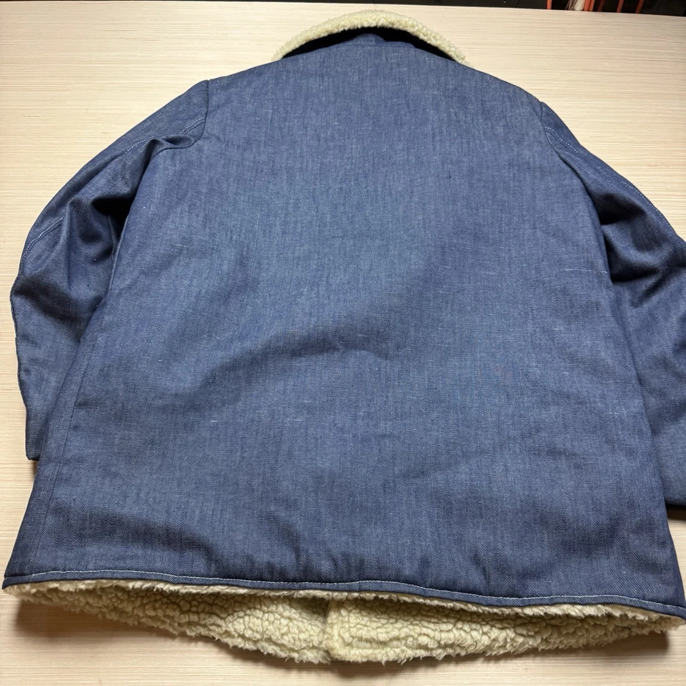 复古 70 年代铜牛仔夏尔巴内衬外套外套西剪羊毛男式 44 大号 — 第 4/4 张图片