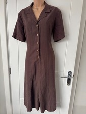 Mandy Marsh Brown Button Front Midi Dress Womens UK 14 Short Sleeve Vintage