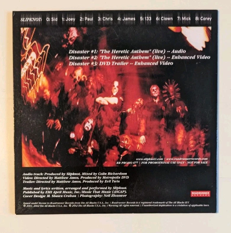 Slipknot Heretic Anthem live Promo CD, signiert von Corey Taylor, Autogramm - Bild 2 von 2