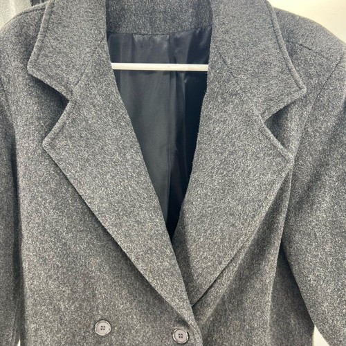 Josh Evan 100% Lana Virgen Negro Guisante Abrigo Invierno Talla 8 Informal Negocios Cálido - Imagen 5 de 8