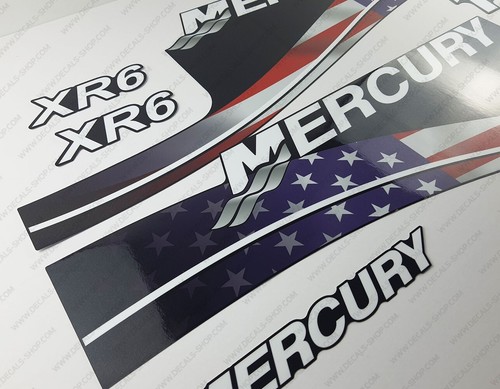 Mercury 150 HP XR6 USA Flag Edition outboard engine decal set - Bild 2 von 6