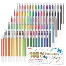 Gel Pen Refills 180 Colors No Duplicates Gel Pen Refills 7 Color Types for Ki...